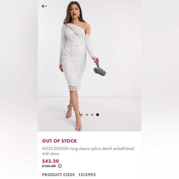 ASOS Design long sleeve splice detail embellished midi dress women’s size 4 - Picture 11 of 11